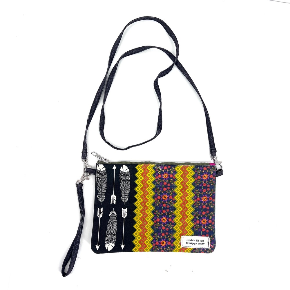 Natural Life Crossbody Bag Multicolor Boho Feather Floral Geometric